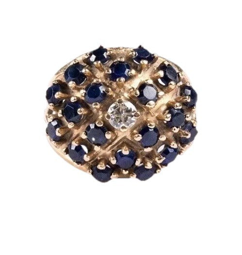 Vintage 14k Sapphire Diamond Dome Ring
