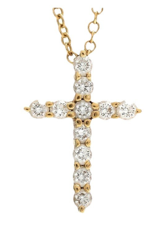 Tiffany & Co Diamond  Cross  Necklace Vintage 18k Yellow Gold