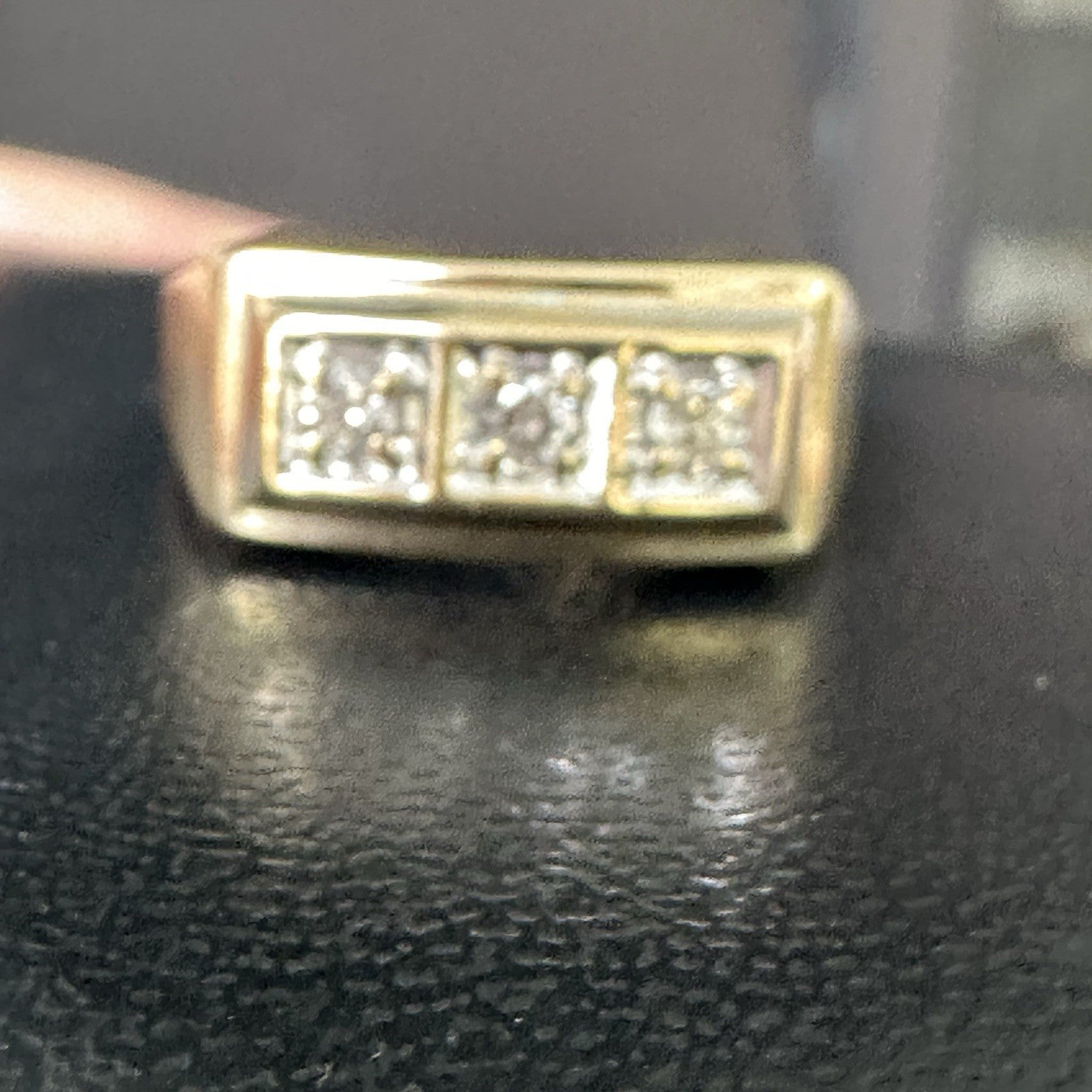 Vintage  14K Yellow  &  Gold  Three Round Diamonds  .80 CTW Ring  Size   9.5