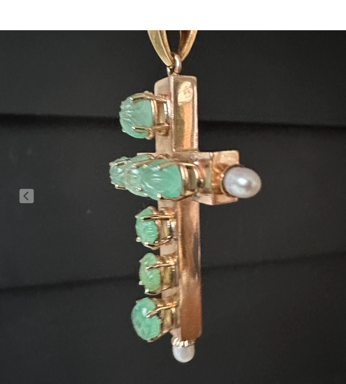 Vintage Italian Yellow 14k/ 18k Gold Emerald &Pearl Cross Pendant Good Sized!