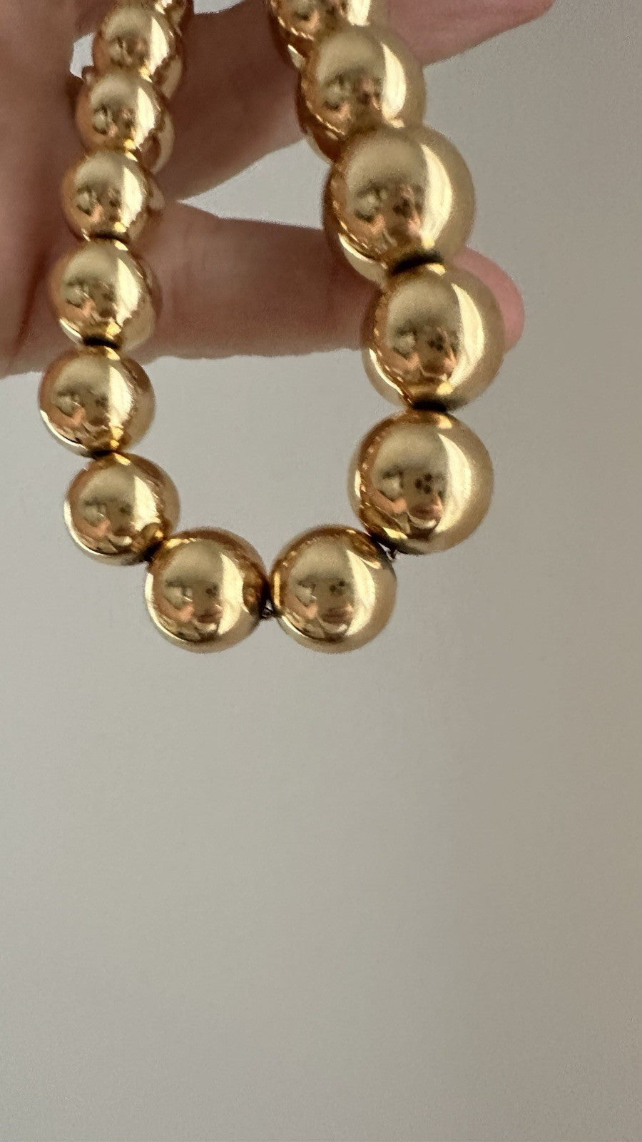 Vintage 14k Gold Ball Bead Necklace 15.5 Inches 48g