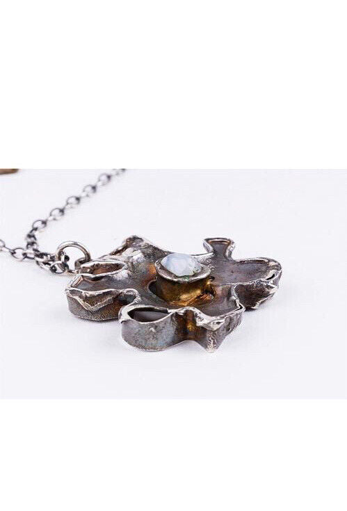 Brutalist Mid Century Necklace And Ring  By Jens Peter Gudjonsson -Chalcedony