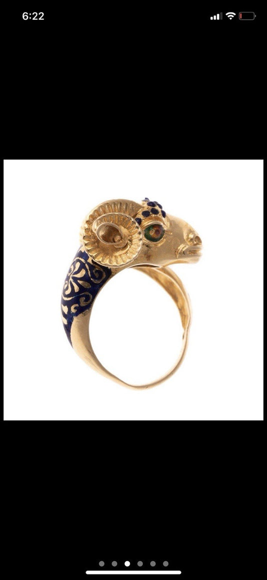 18k Gold Rams Head Ring 