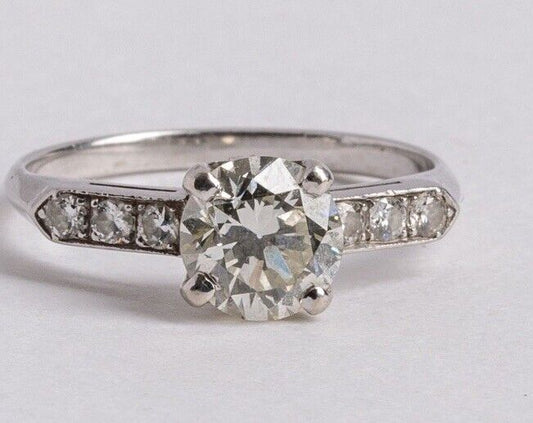 14k 1.14 cttw J/VS2 Transitional Cut Diamond Solitaire