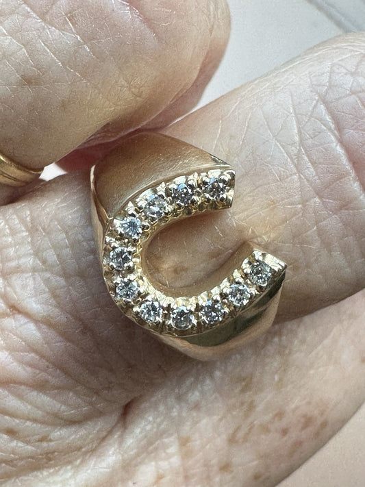 Vintage 14k Horseshoe Ring W/Diamonds Size 9.5