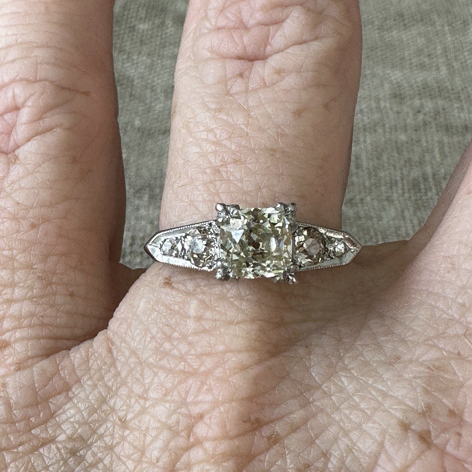 Old European Cut VS1-VS2 Diamond  14k Two Tone Gold  Ring Size 8.25