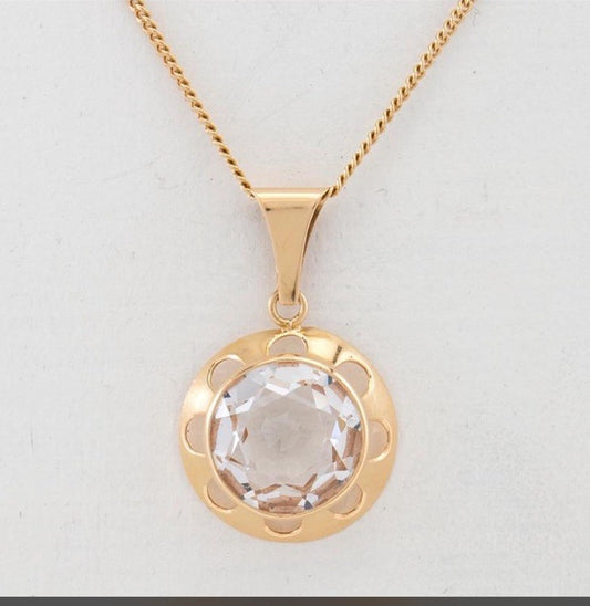 Swedish 18k Necklace With Synthetic Spinel 