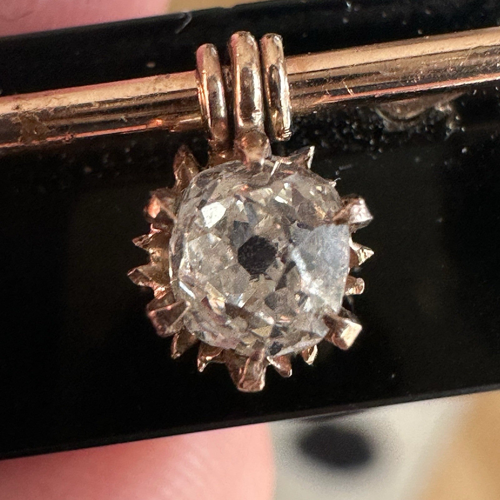 Antique Old European Cushion Cut Diamond Brooch