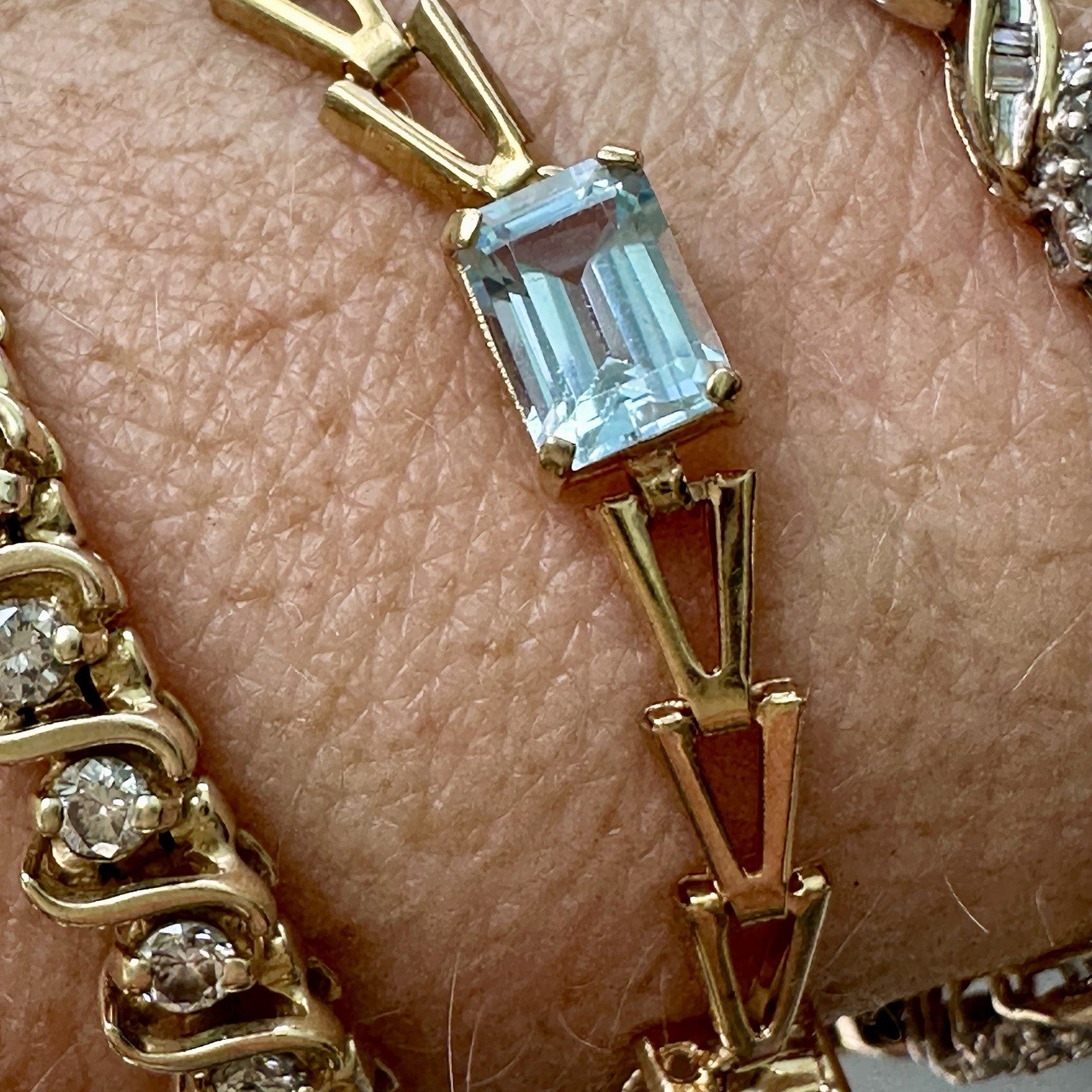 14k Multi Gemstone Vintage Bracelet 