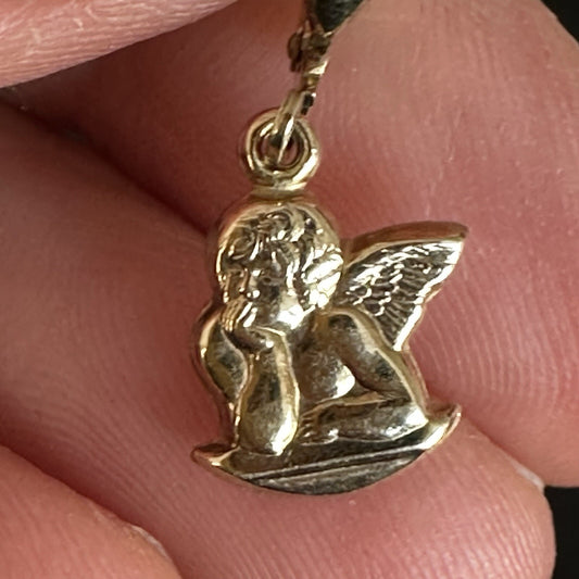 Milor  14k Yellow Gold Cherub Dangle Earrings