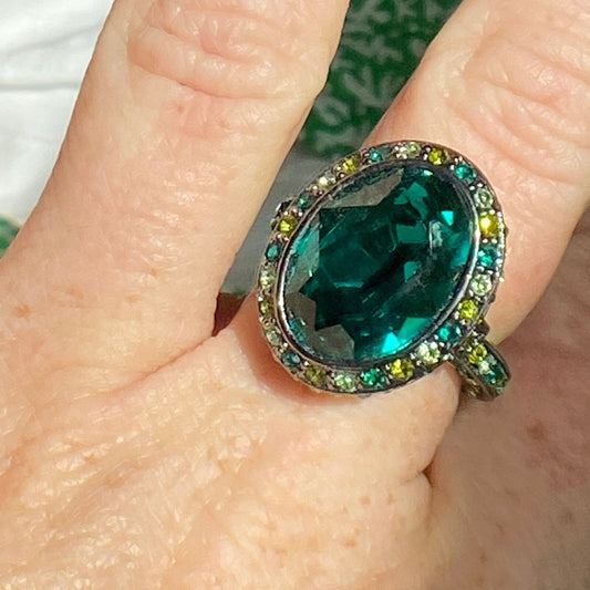 Fabulous KJL green bauble ring