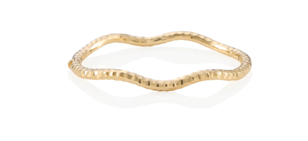 H.W. Burdick 14K Gold wavy hinged bangle 9g