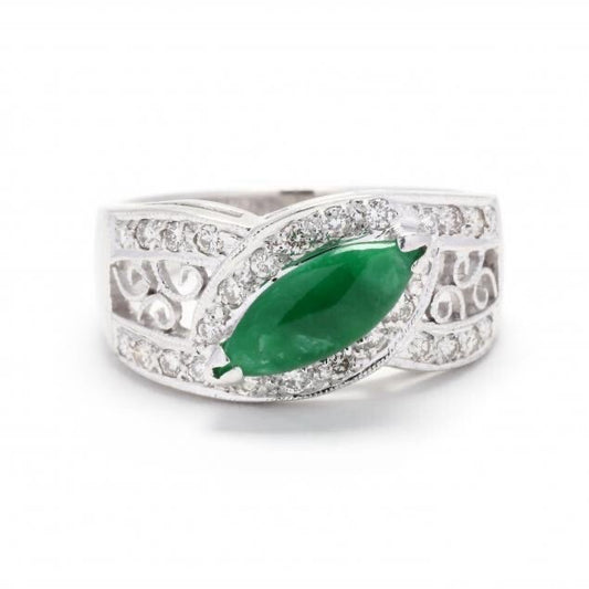 Diamond Jade White Gold Ring