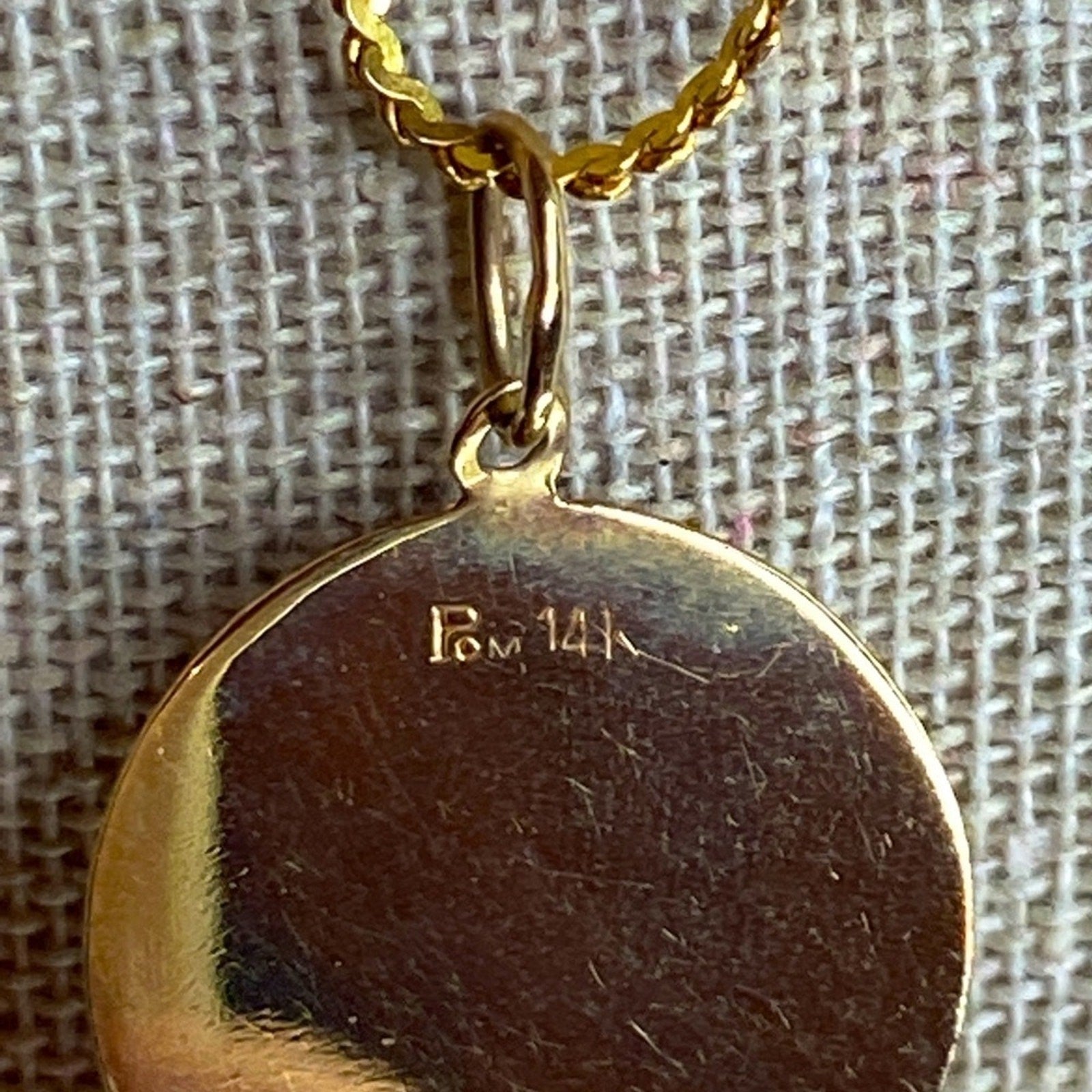 14k POM 24 inch Gold chain with POM 14k pendant with pearl.