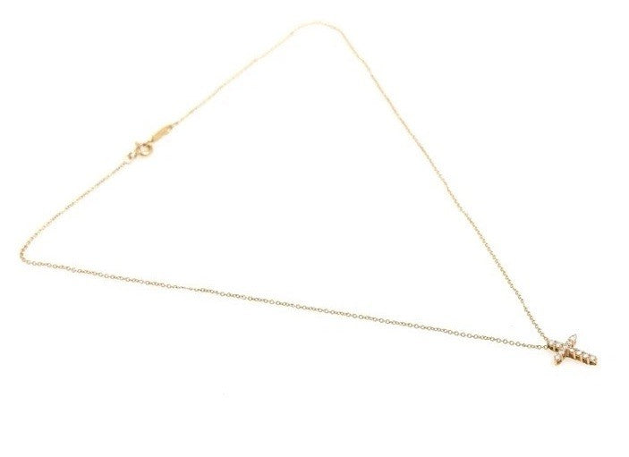 Tiffany & Co Diamond  Cross  Necklace Vintage 18k Yellow Gold