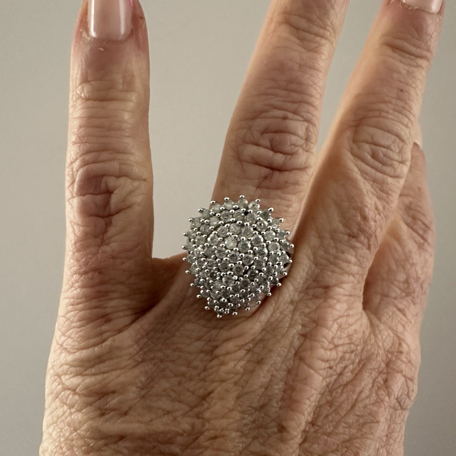 Vintage 10k 1.6 Cttw Cluster Diamond Ring