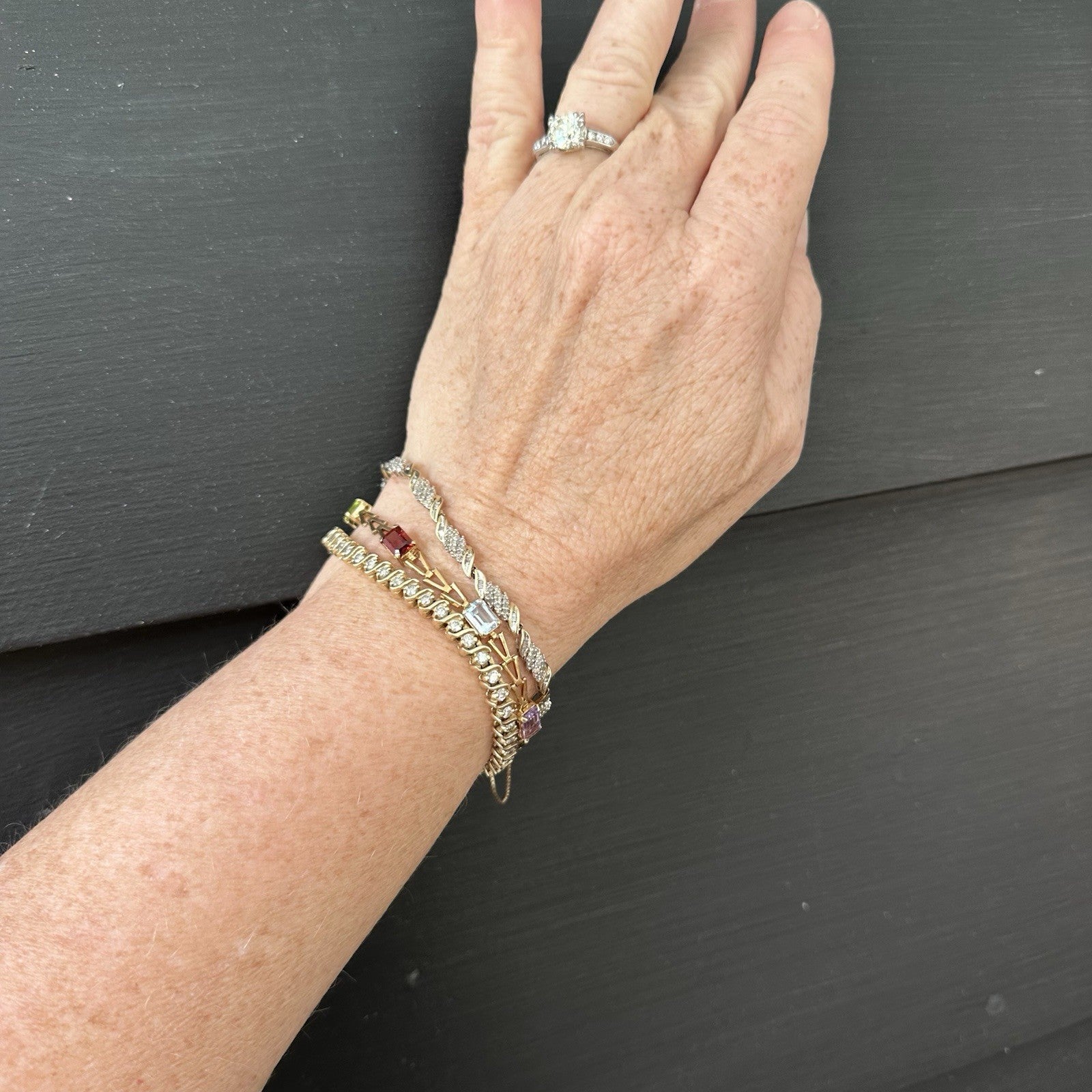 14k Multi Gemstone Vintage Bracelet 
