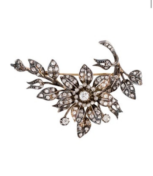 Victorian Diamond Flower Brooch Pendant 2.25-2.8 cttw