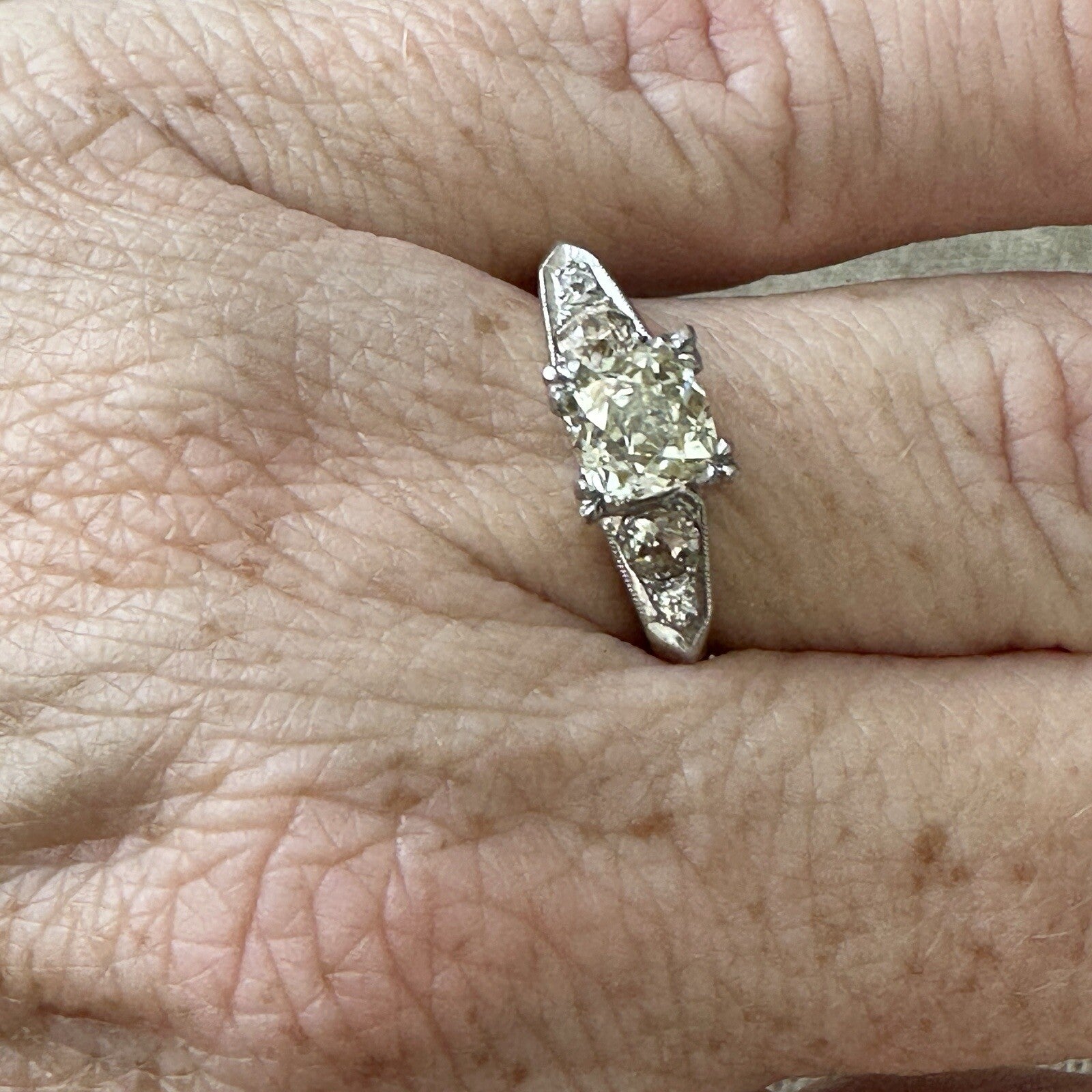 Old European Cut VS1-VS2 Diamond  14k Two Tone Gold  Ring Size 8.25