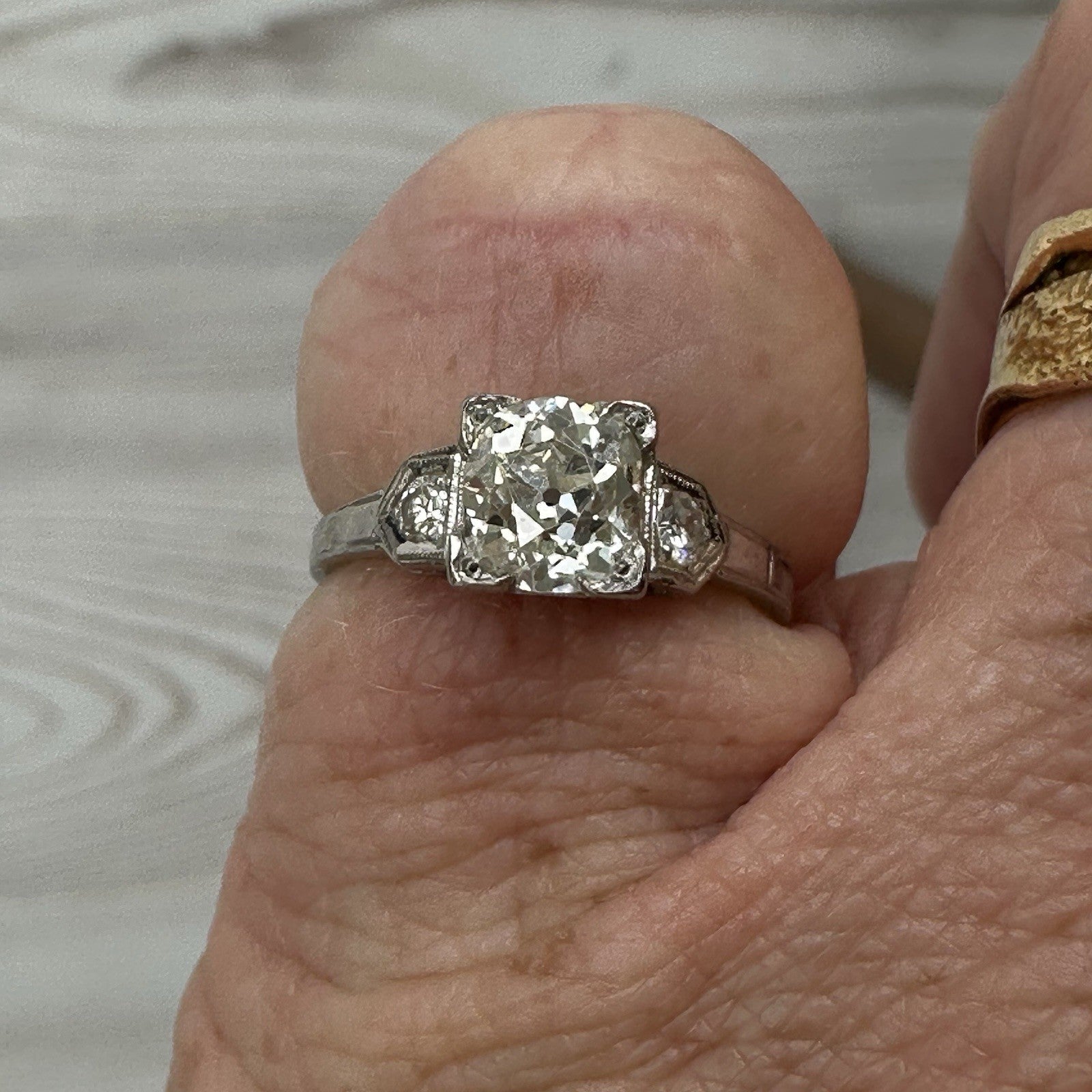 Edwardian Old European Cut Diamond  Ring 1.26 Cttw