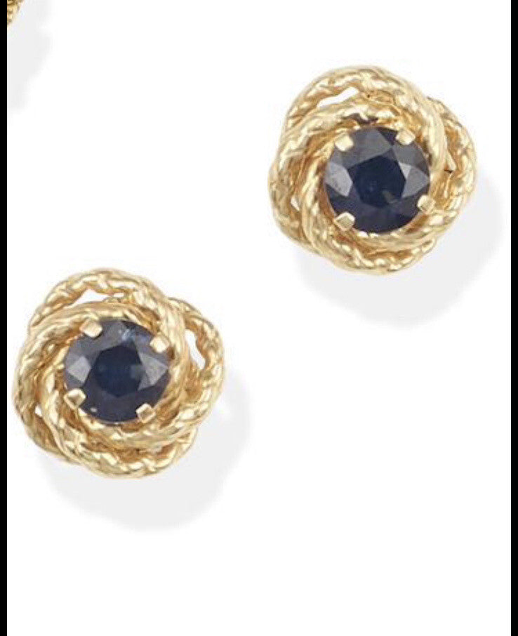 Vintage Sea Urchin Style  14kt Gold And Sapphire Ring And Earrings Set 12.3 G
