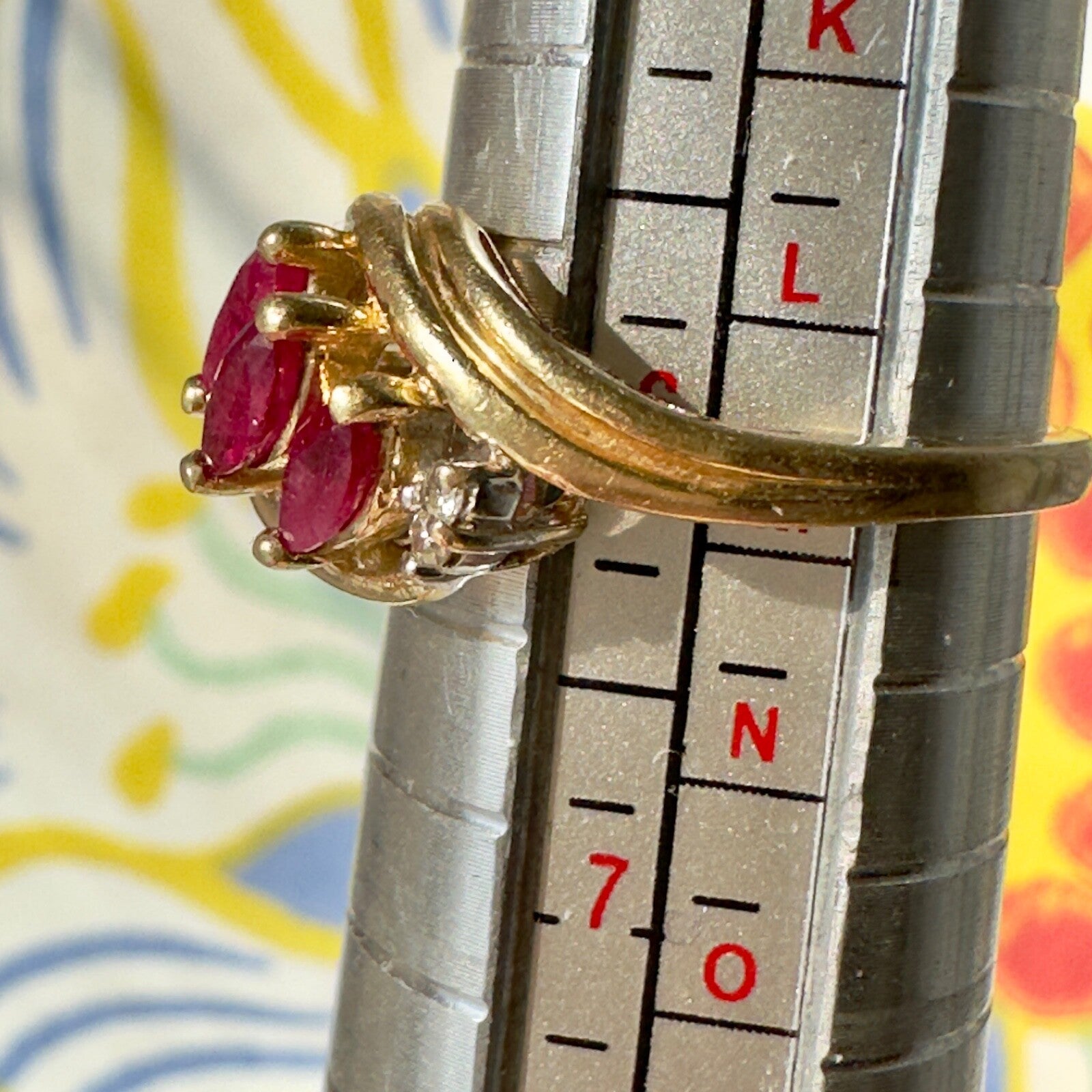 Vintage Ruby and Diamond 14k Gold ring size 6.5