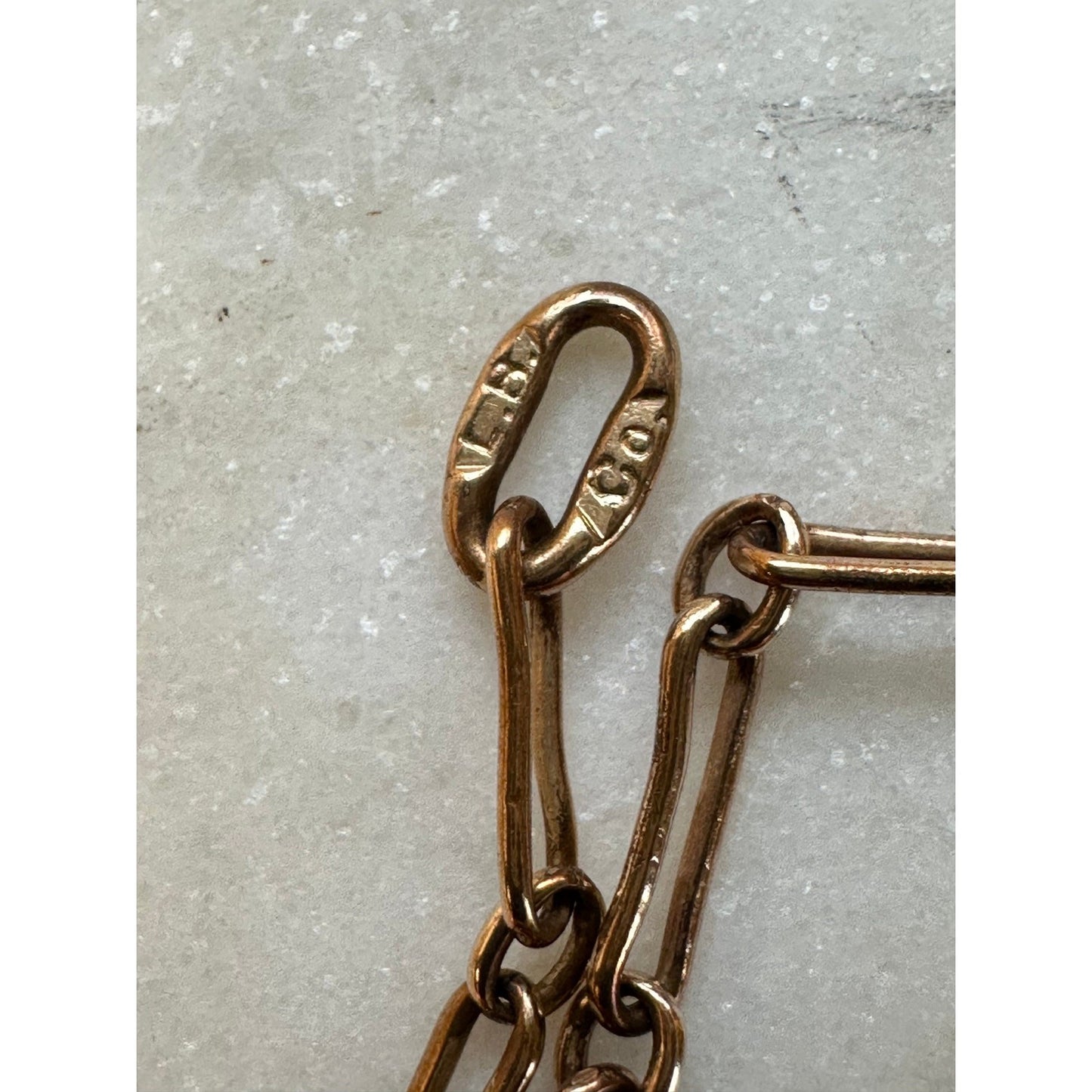 ANTIQUE 10K GOLD, PEARL & ONYX PENDANT  On A rose gold mini trombone Link