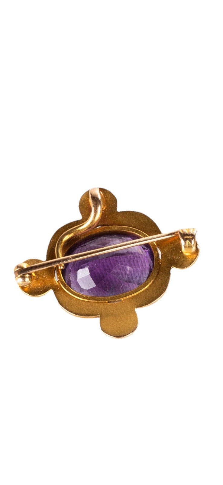 Whiteside and Blank 14k Gold Amethyst Ans Pearl Brooch Art Nouveau