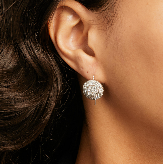 Old European & old mine-cut diamond 3 cttw 18k earrings