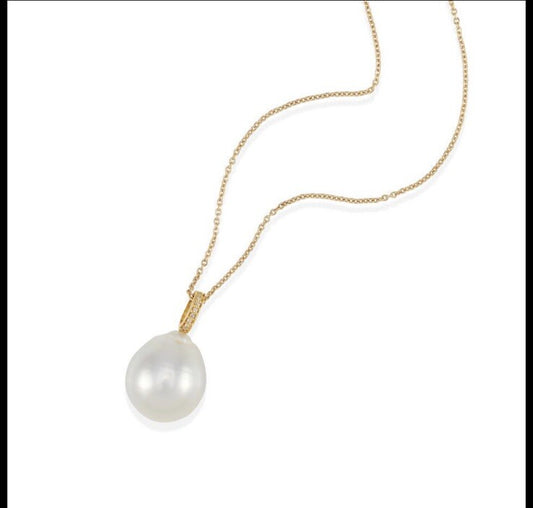 18k & 14k Diamond  and South Sea pearl necklace