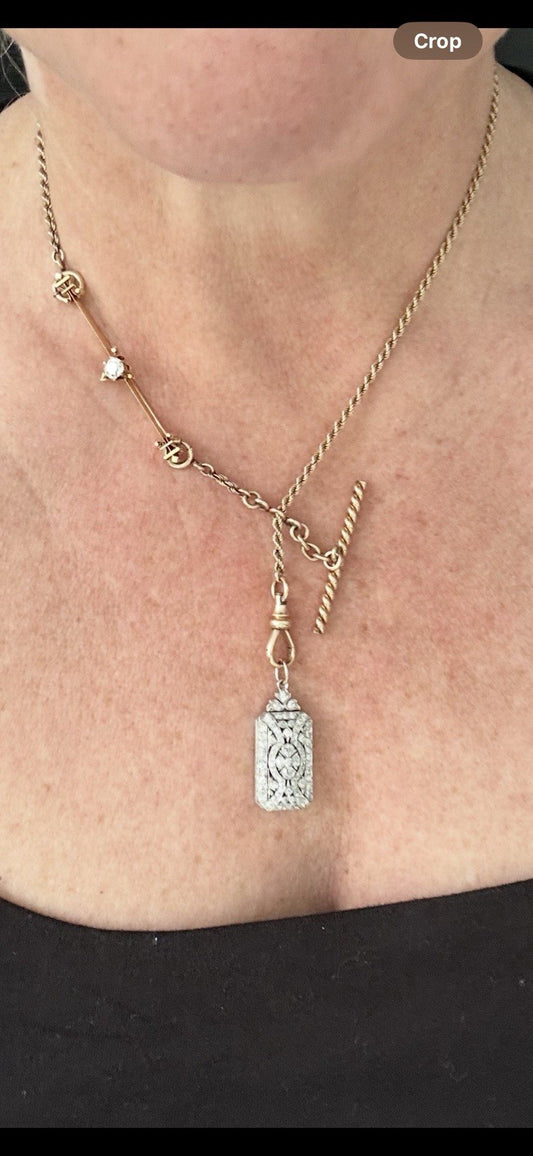 Victorian 10k watch chain w/dog clip & Albert bar - Simmons ( Pendants Sold Sep)