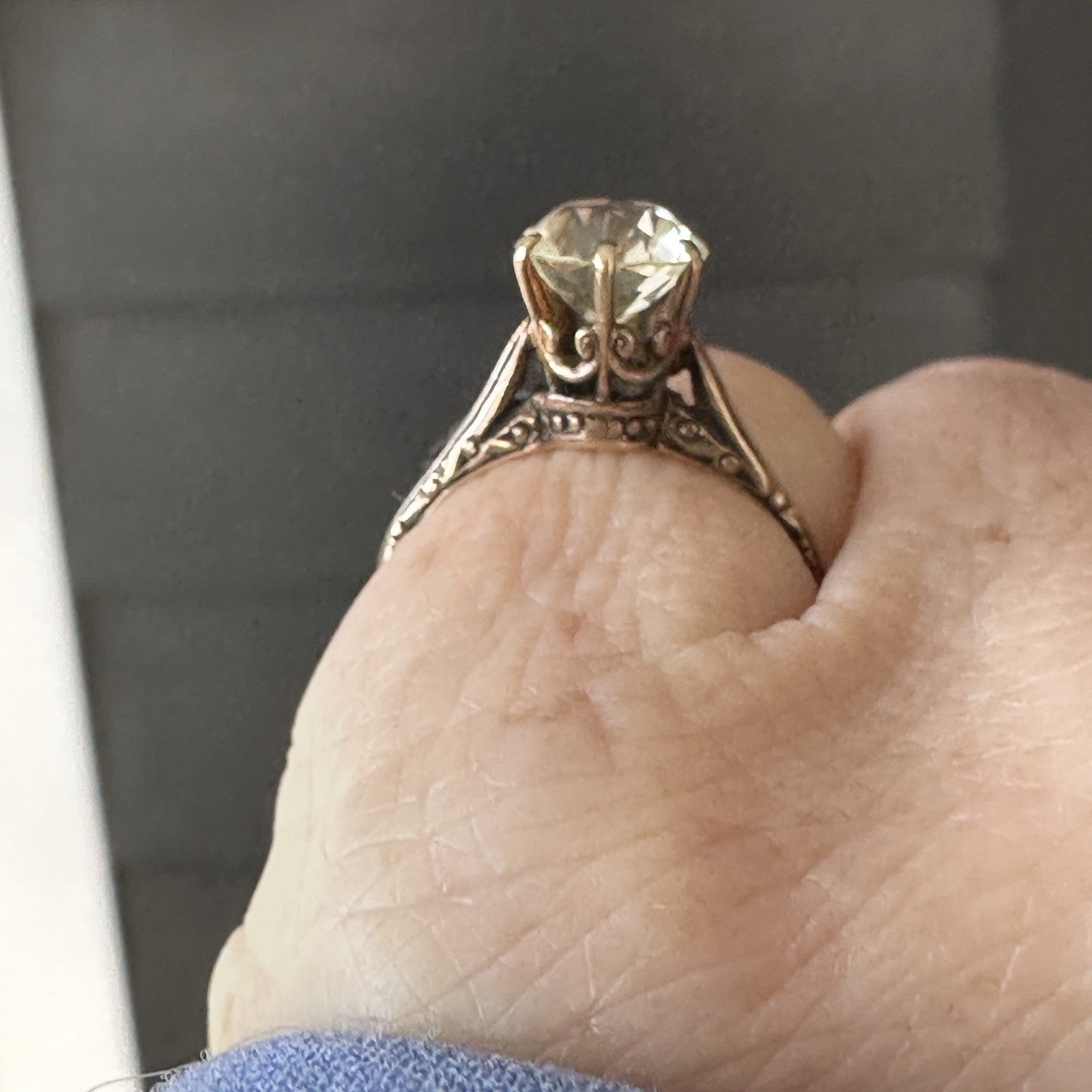 Antique 14k 3 Ct Yellow Sapphire Ring Size 5.5