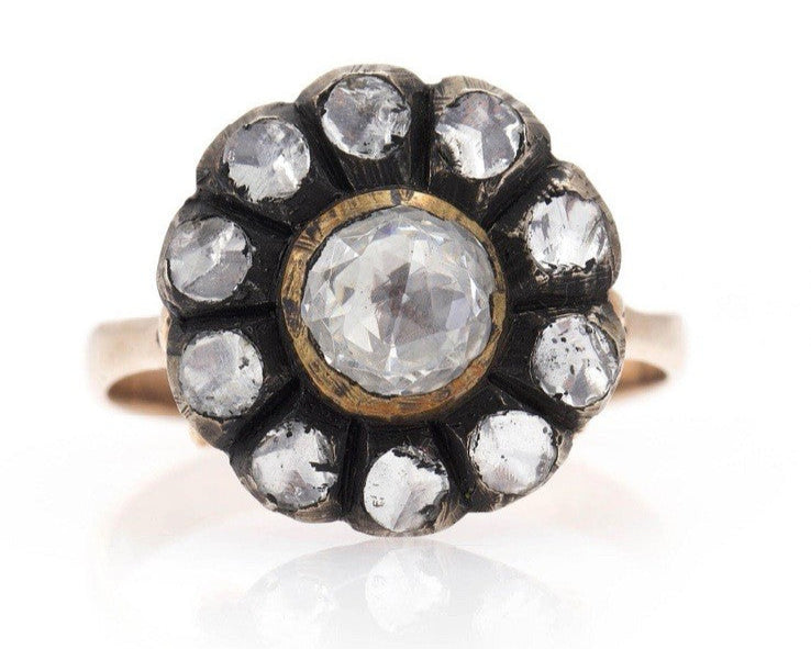2.2 ct Antique Rose Cut Georgian diamond ring size 8