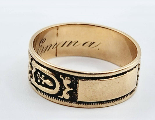 Antique 14k Gold Victorian Memorial Or Sweet Heart Ring Inscribed