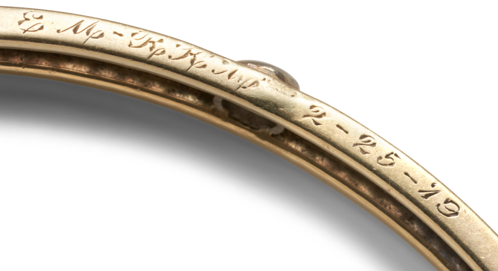14k Engraved Gold and Diamond Bracelet Circa 1920