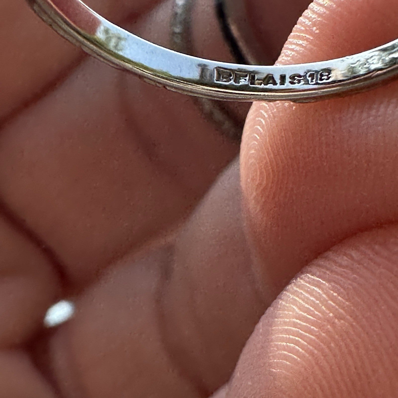 Antique Art Deco 1920's Belais 18K White Gold Etched  Ring - Size 6.5
