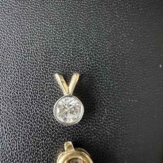 14k Yellow Gold Old European  Diamond Bezel Pendant Only   .65 Ct