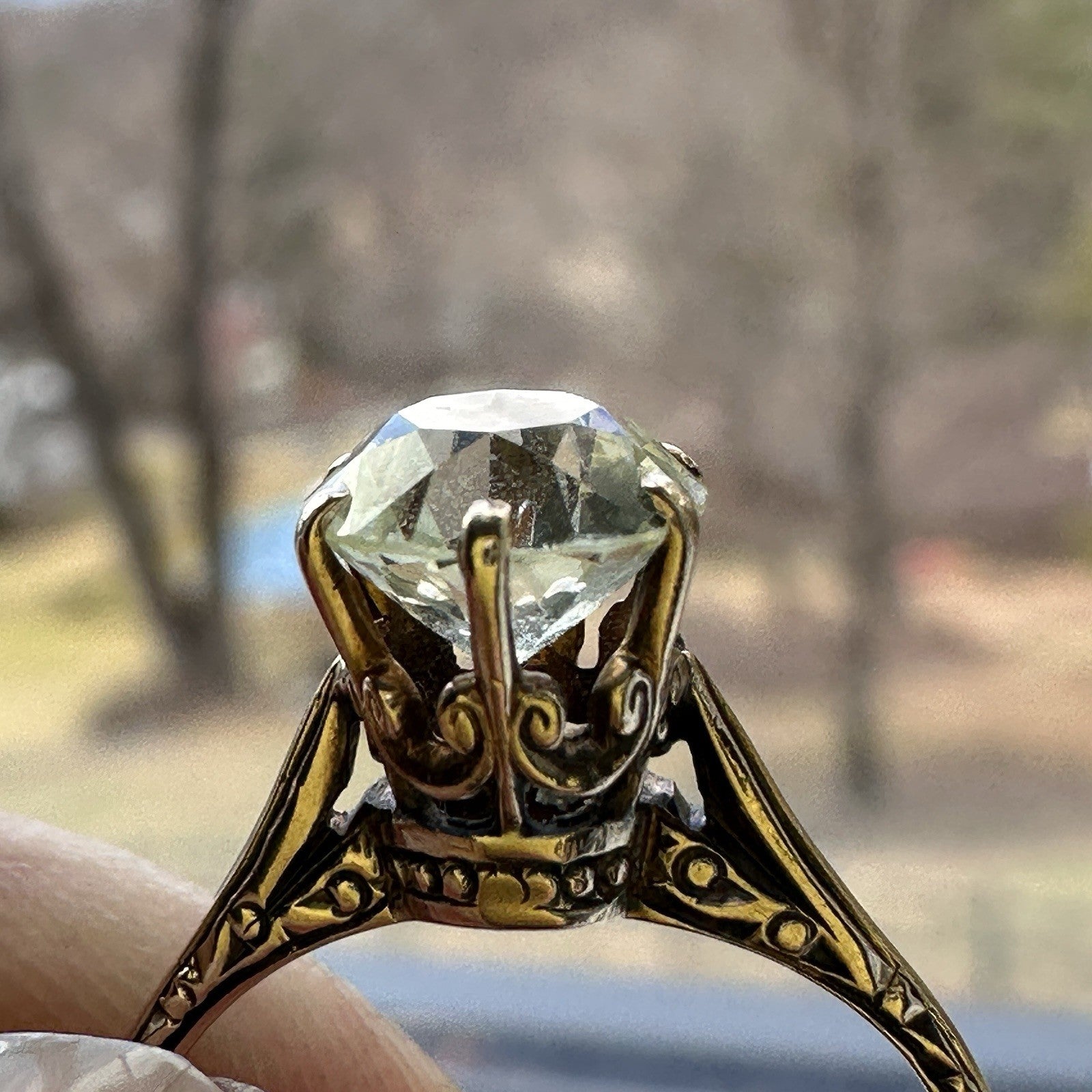 Antique 14k 3 Ct Yellow Sapphire Ring Size 5.5