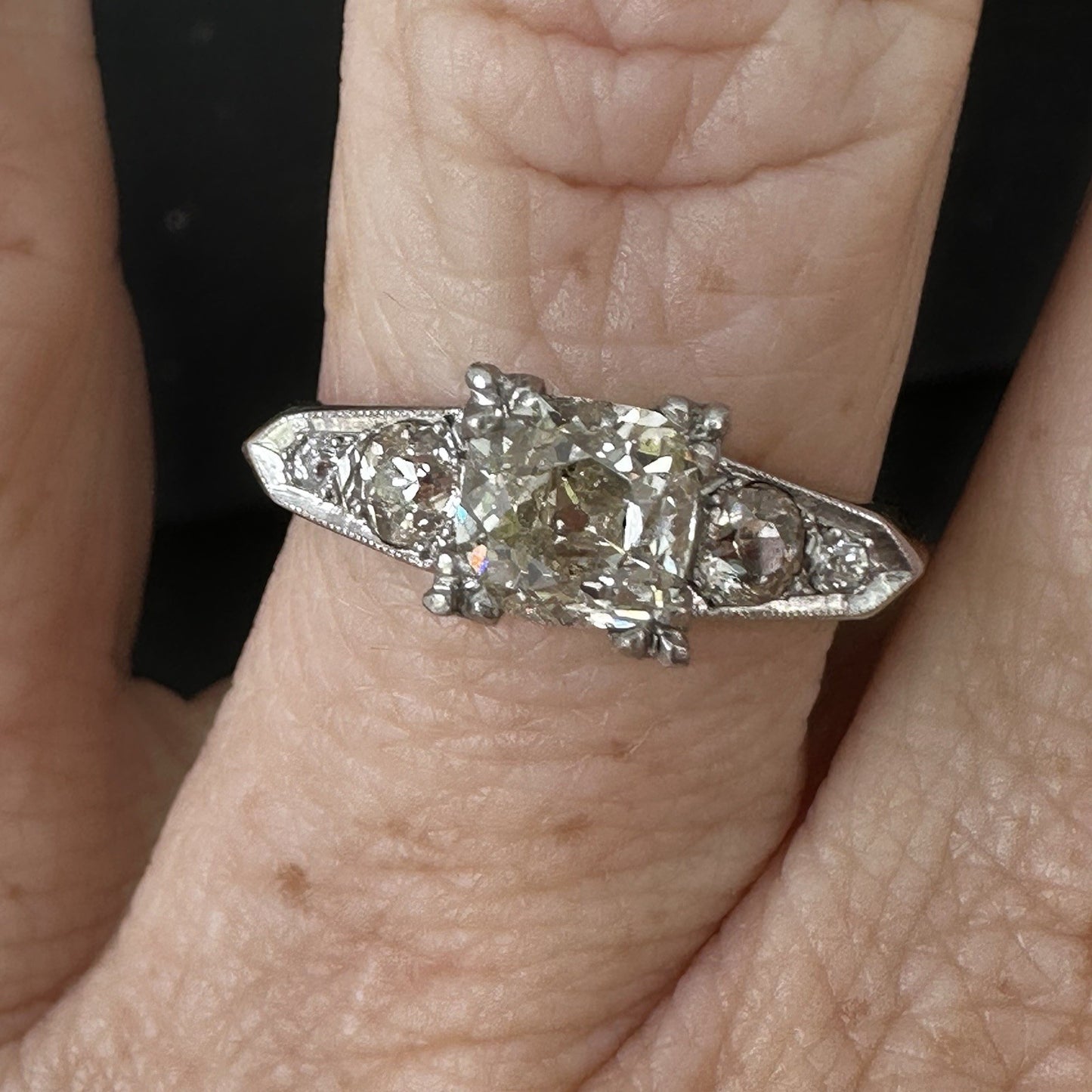 Old European Cut VS1-VS2 Diamond  14k Two Tone Gold  Ring Size 8.25