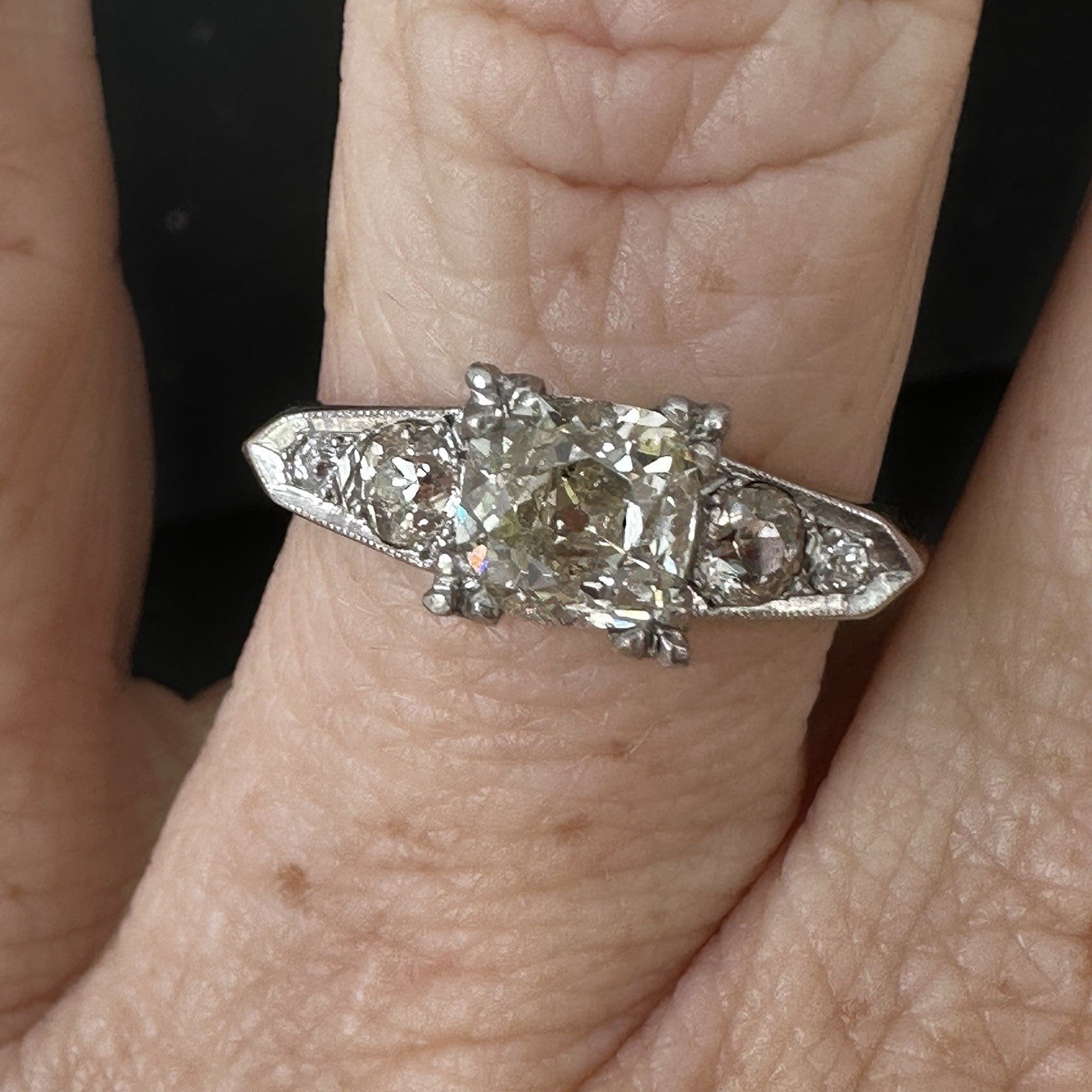 Old European Cut VS1-VS2 Diamond  14k Two Tone Gold  Ring Size 8.25
