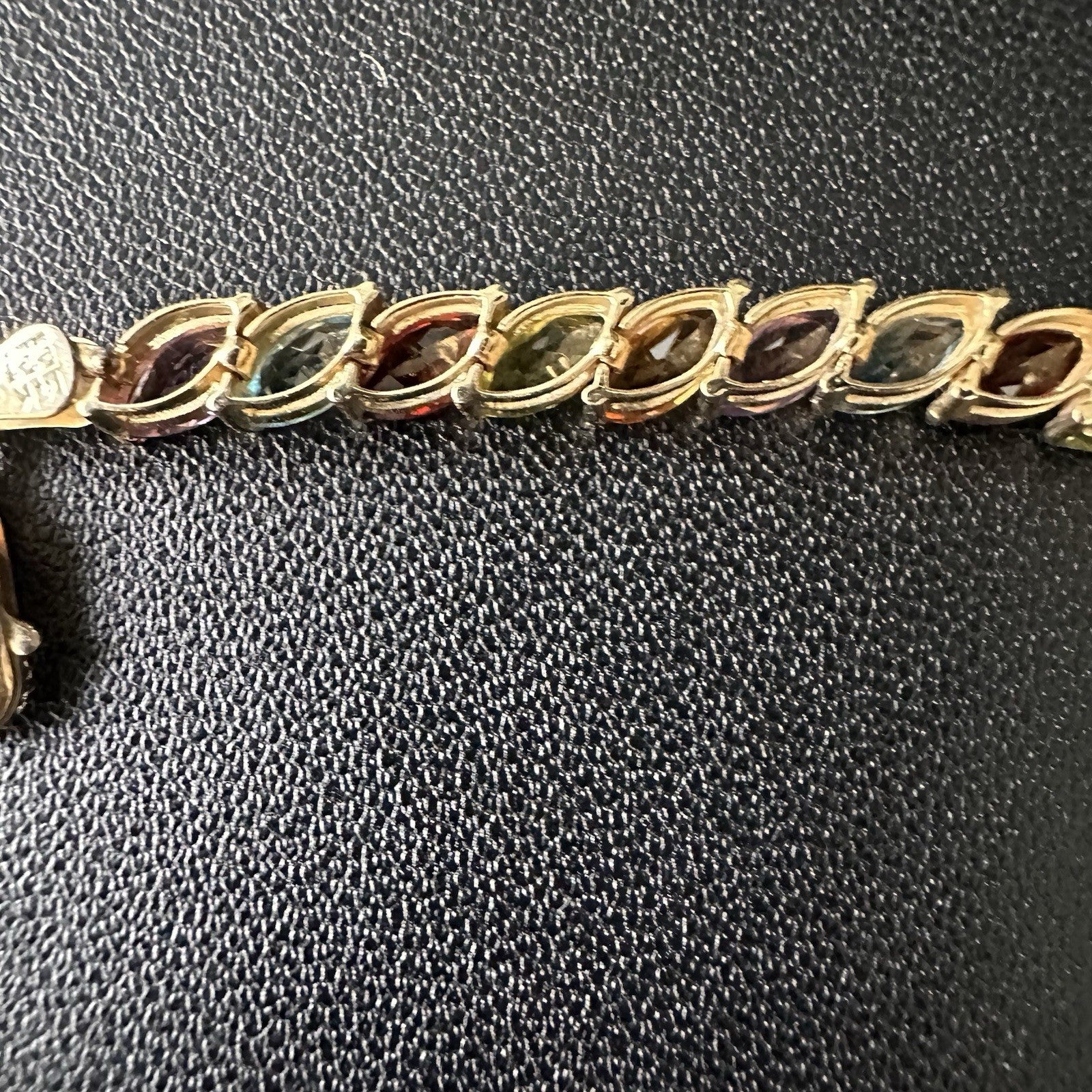 14k Yellow Gold Multi-Gemstone Tennis Bracelet 6.525 Inches  6.7g