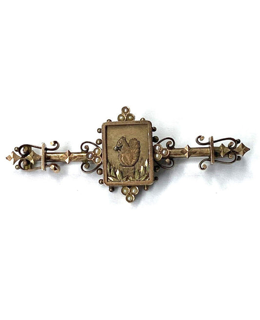 Victorian 14k Squirrel  Pearl Brooch!   6.3g. 2  1/4 x 1 approx.