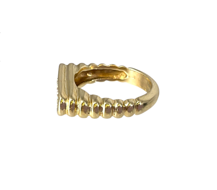 Thick Ri. Ed  Tank 14k east west diamond ring sixe 5.5 7.44 g