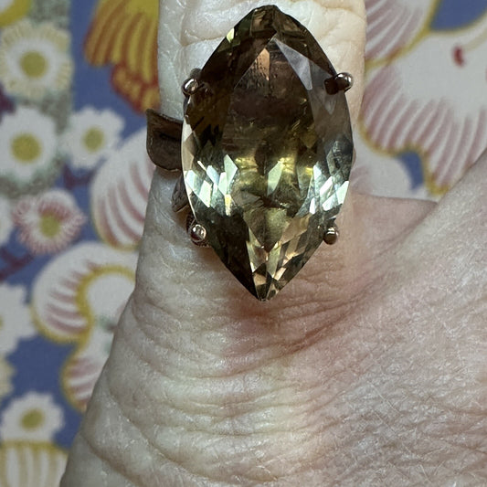 Vintage 14k Smokey Topaz Cocktail Size 4.75 Marked 14k