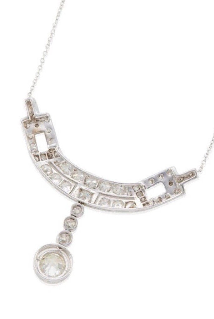 Antique Old European Cut Diamond Platnium Necklace 3.5 Cttw