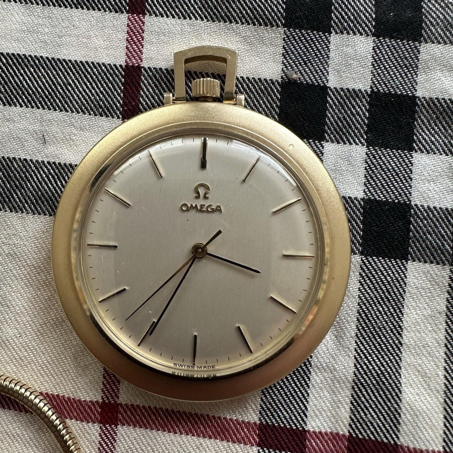 Vintage 1968 14k Omega Pocketwatch and Watch Chain Excellent Condition