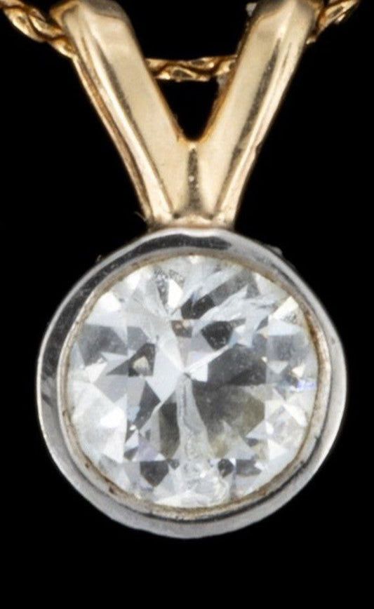 14k Yellow Gold Old European H SI2 Diamond Bezel Pendant  .6 Ct