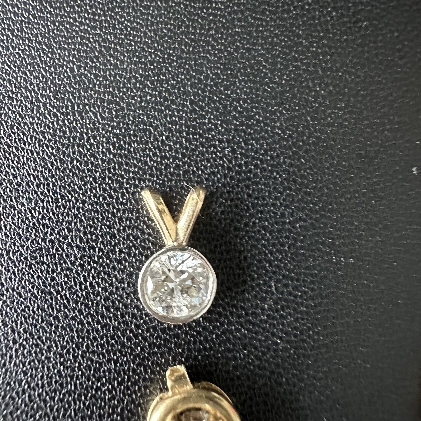 14k Yellow Gold Old European H SI2 Diamond Bezel Pendant  .6 Ct