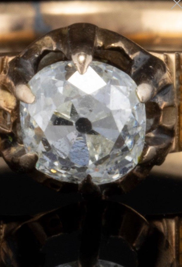 Antique Victorian 14k Gold 0.47 Ct Old Cushion Diamond Solitaire Engagement Ring