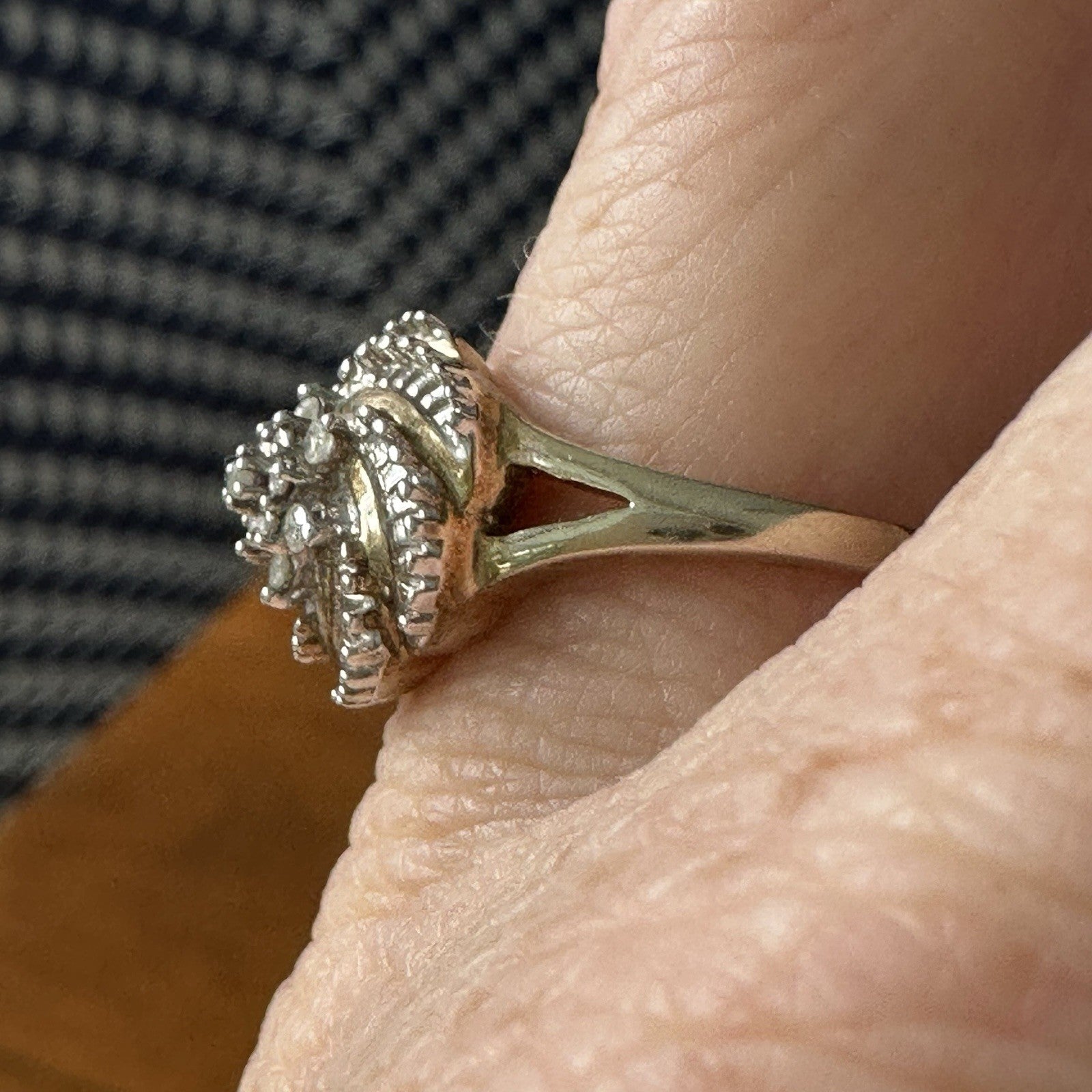 Diamond Sterling Silver Swirl Ring Size 6.75